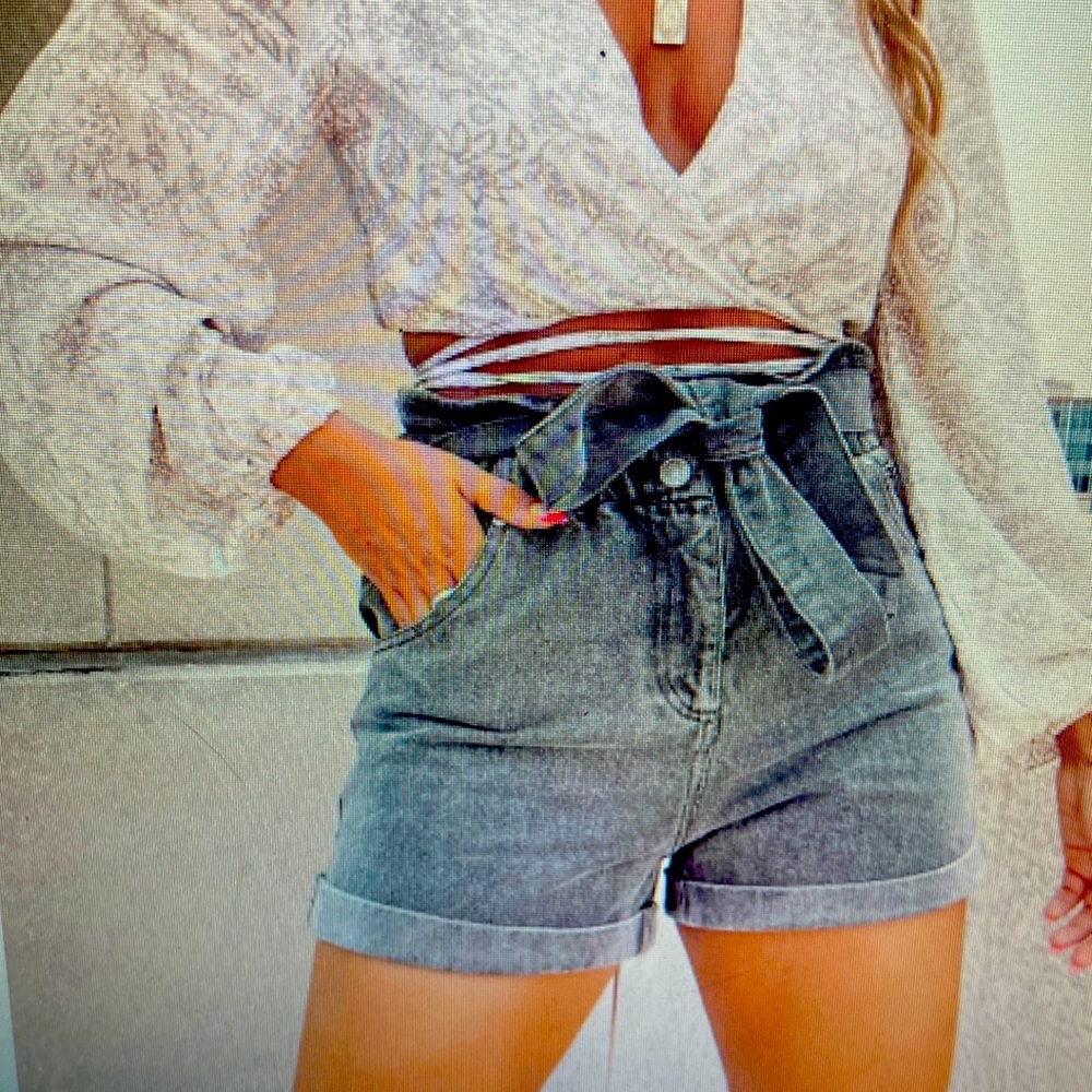 Acid wash denim shorts